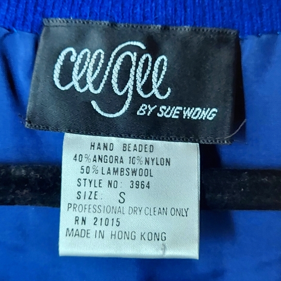 Cee Gee By Sue Wong Vintage Cobalt Blue Lambswool Blend Sweater Dress - Picture 3 of 14